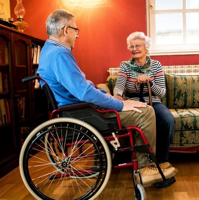 Elderly man in a wheelchair