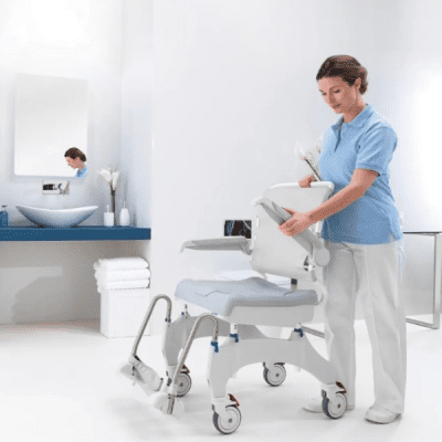 Aquatec Ocean Ergo Attendant Propelled Commode Chair rental hire 2 400x400 1