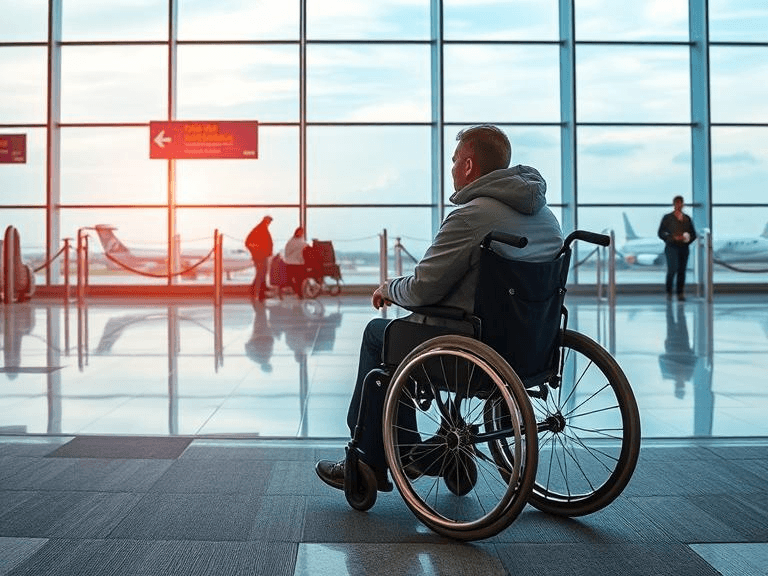 disabled traveller at airport
